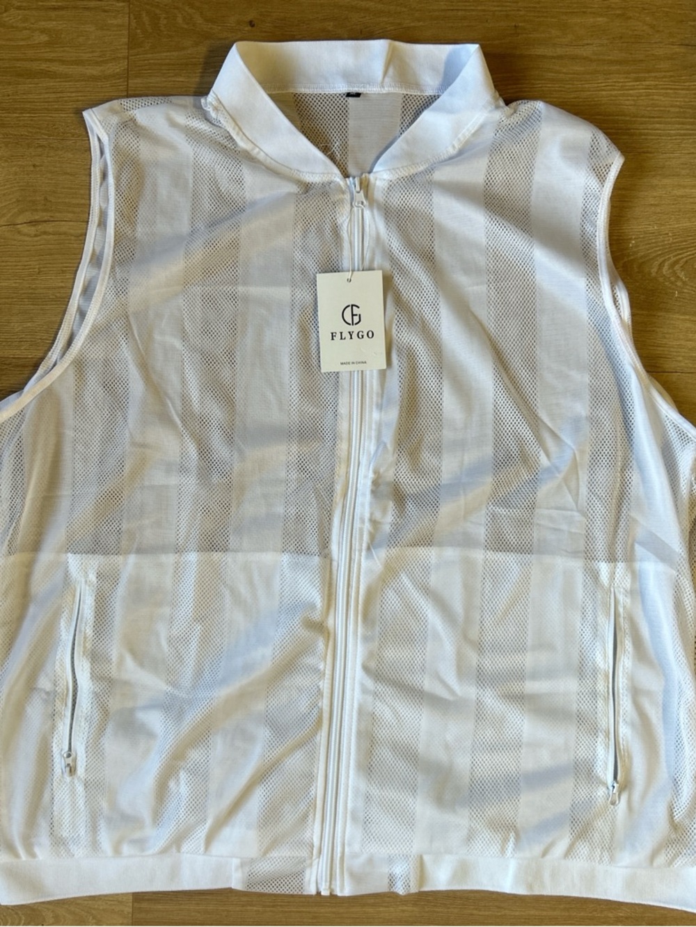 Men’s White Mesh Zip Tank Top